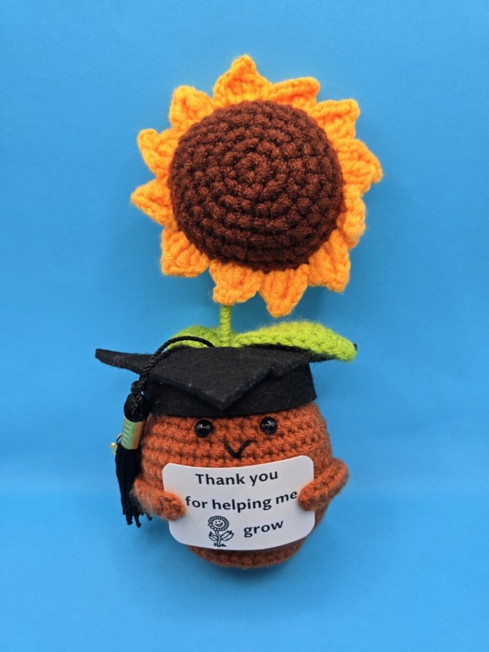 Crochet Sunflower "Thank You For Helping Me Grow" Gift Graduation Teacher Gift